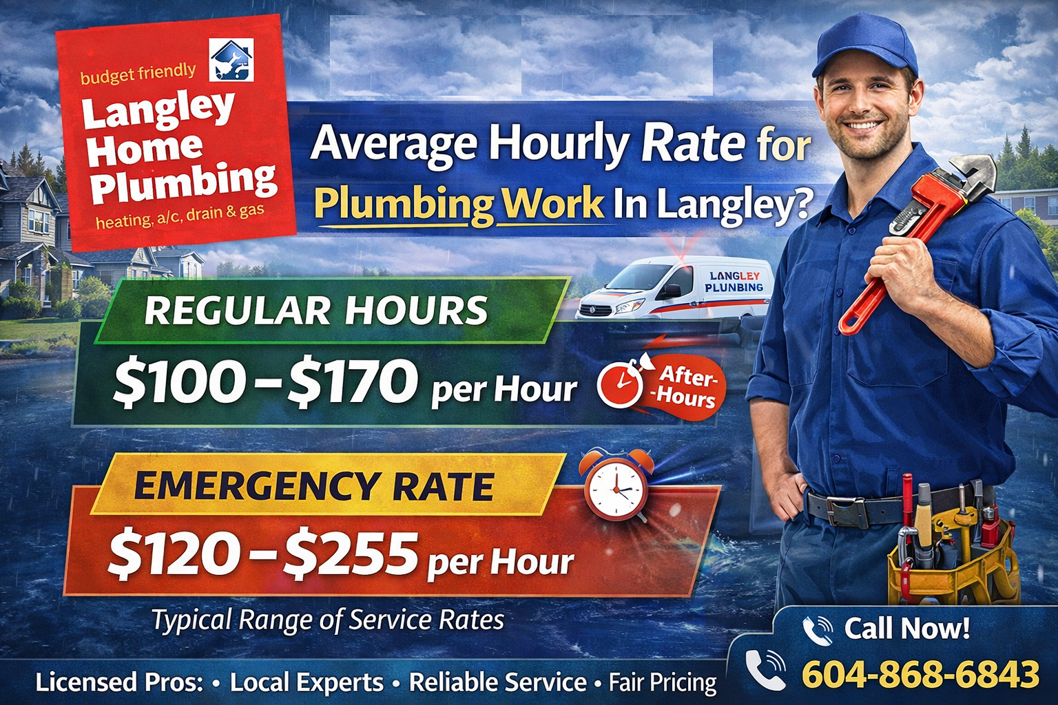Average Hourly Rate for Plumbing work In Langley?