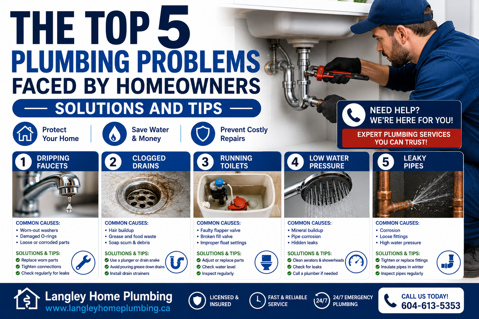The Top 5 Plumbing Problems Faced by Homeowners: Solutions and Tips